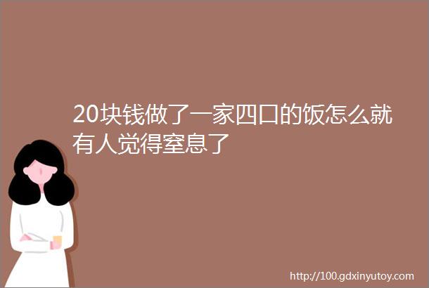 20块钱做了一家四口的饭怎么就有人觉得窒息了